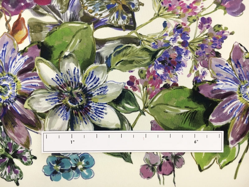 Double Georgette Viscose Print with Painterly Spring Flowers | B&J Fabrics